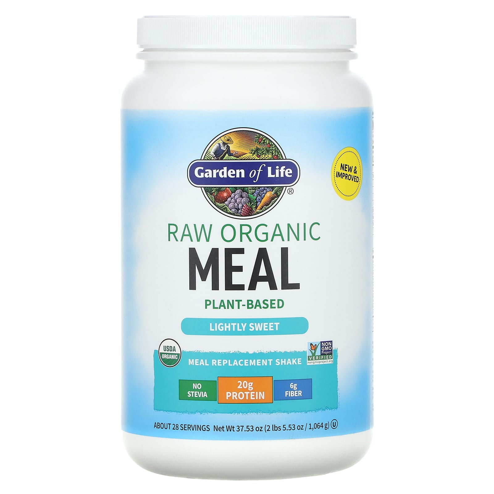 Garden of Life, RAW Organic, Meal Replacement Shake, Lightly Sweet, 37.53 oz (1,064 g) UPC 658010114141 | HiLife Vitamins